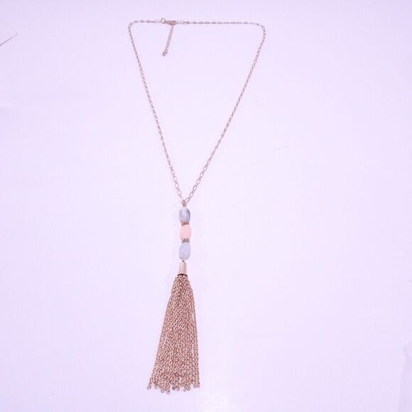 Anthropologie Women's Pastel Cotton Candy Gemstone Tassel long Necklace NWOT 78 - Picture 2 of 8